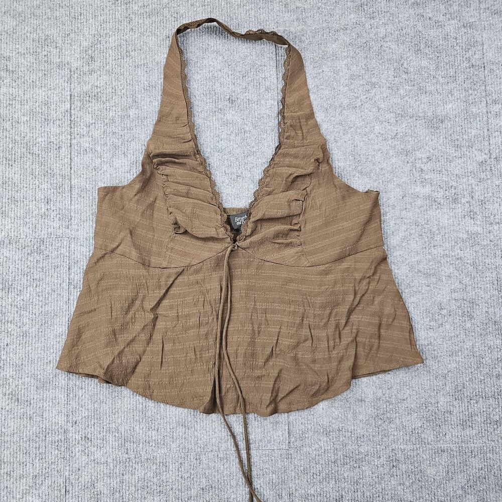 Beverly and Beck Halter Top Womens Large Y2K Brown Boho Festival Western Preppy
